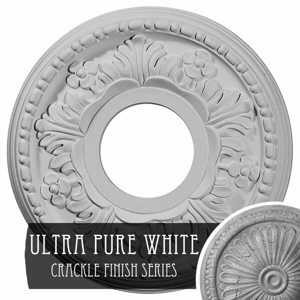 Ekena Millwork Helene Medallion (Canopies up to 5 1/4"), 11 7/8"OD x 3 5/8"ID x 7/8"P, Ultra Pure White Crackle CM11HEUWC - main